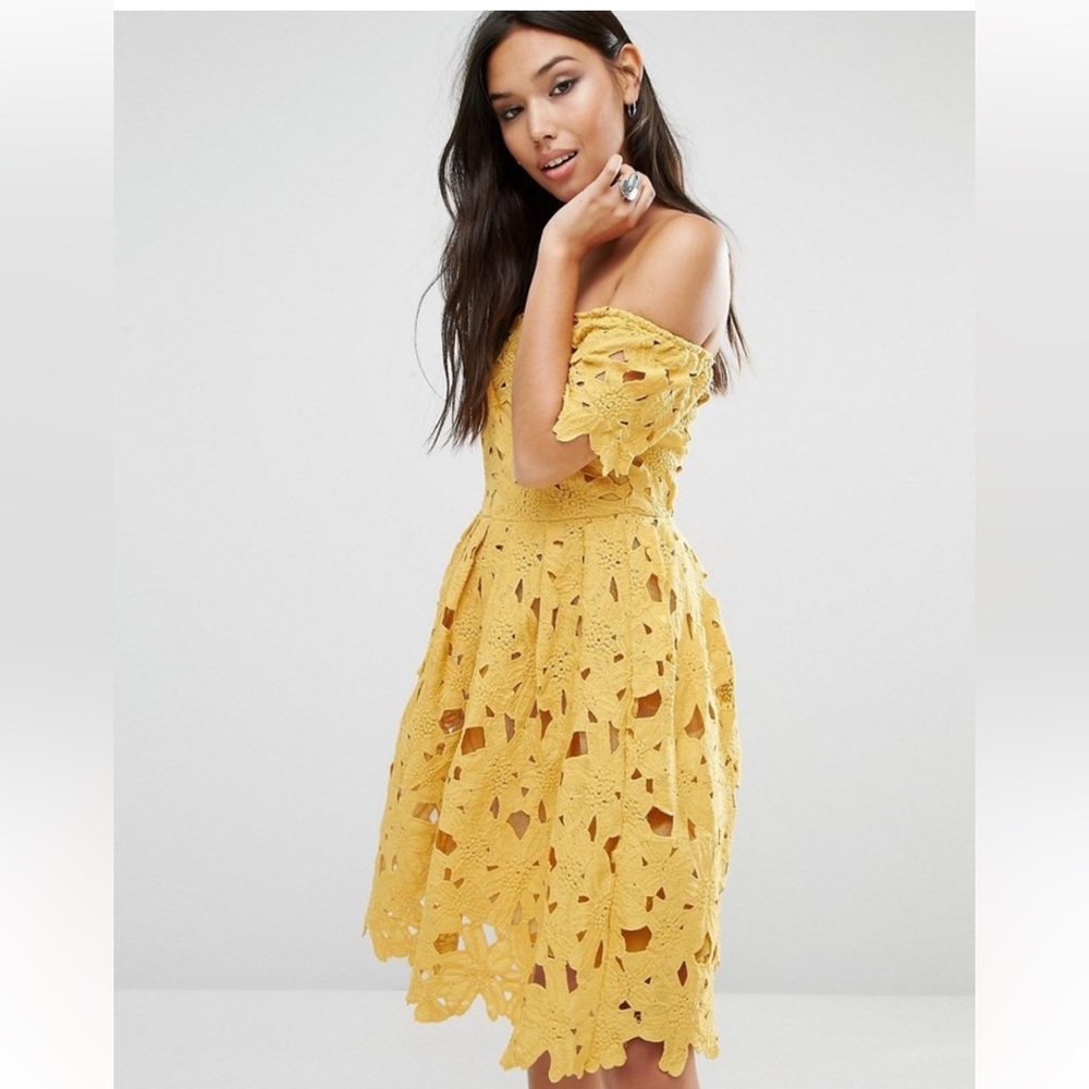 Boohoo lace Bardot Skater Dress